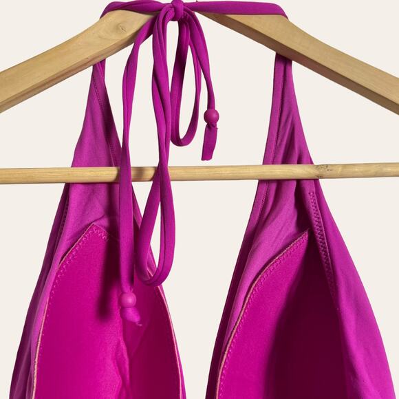 Seafolly Magenta Deep V One Piece Malliot Swimsuit Size 12 - Picture 7 of 10